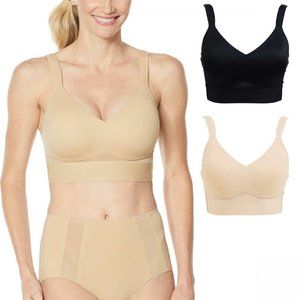 NEW 2 Pack Mesh Back Molded Bras Medium Nude Black